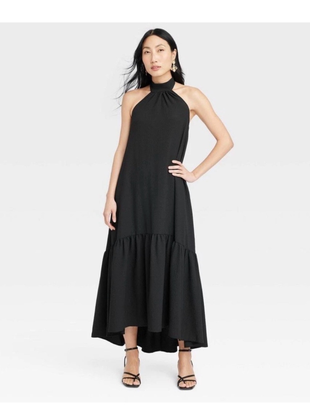 2 for $20 sale: NWT a new day black halter midi dress loose fit with pockets - S